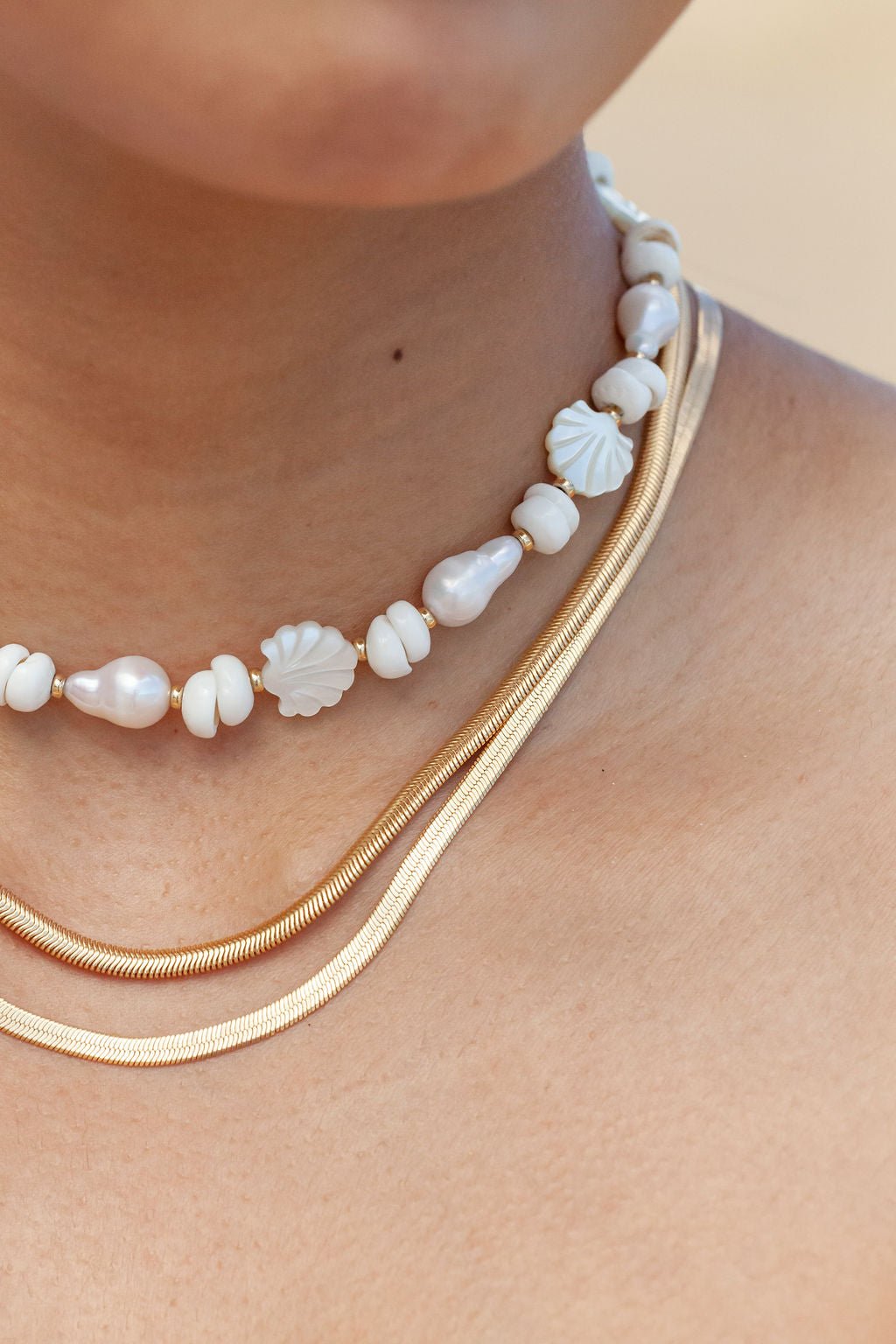 18kt Gold Filled Thick Flat Snake Chain Necklace - Nui
