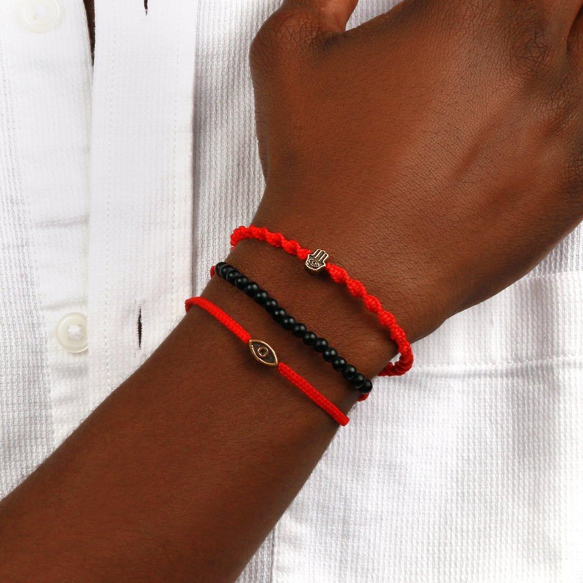 Brave Gaze - Red String Matte Onyx Evil Eye Bracelet