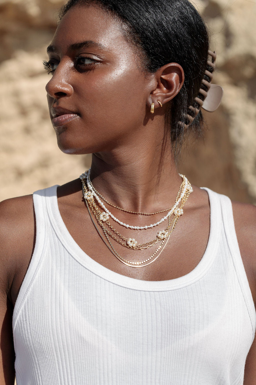 Mini Stepped Huggie Hoop Earrings - Kaiaka