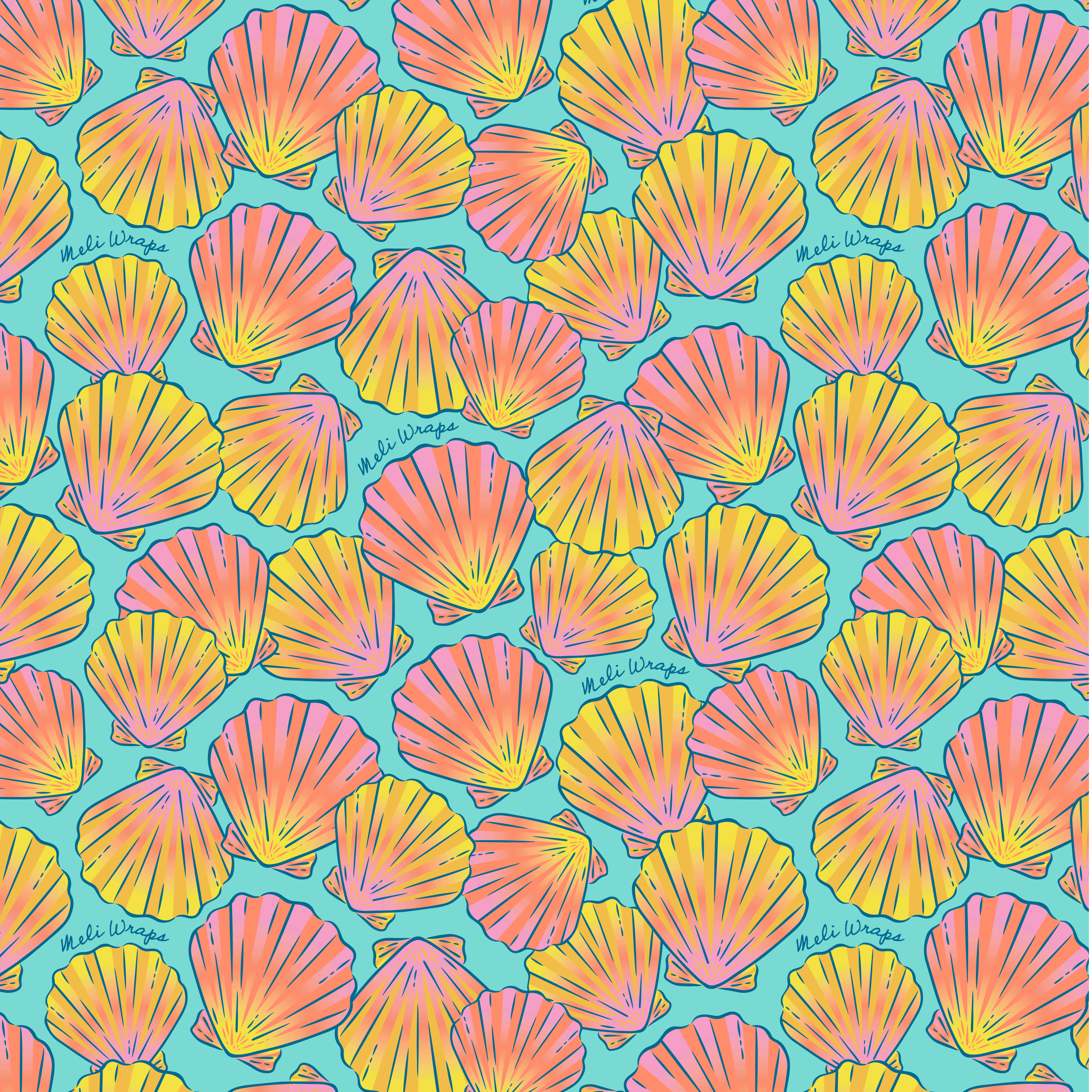 Beeswax Wrap Bulk Roll - Shells Print