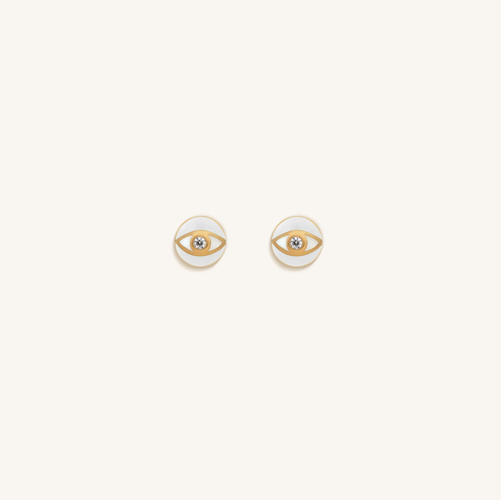 Bright Beginnings White Evil Eye Earrings