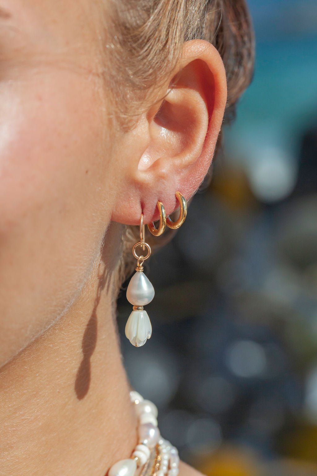 Asymmetrical Pikake & Pearl Earrings - Huali