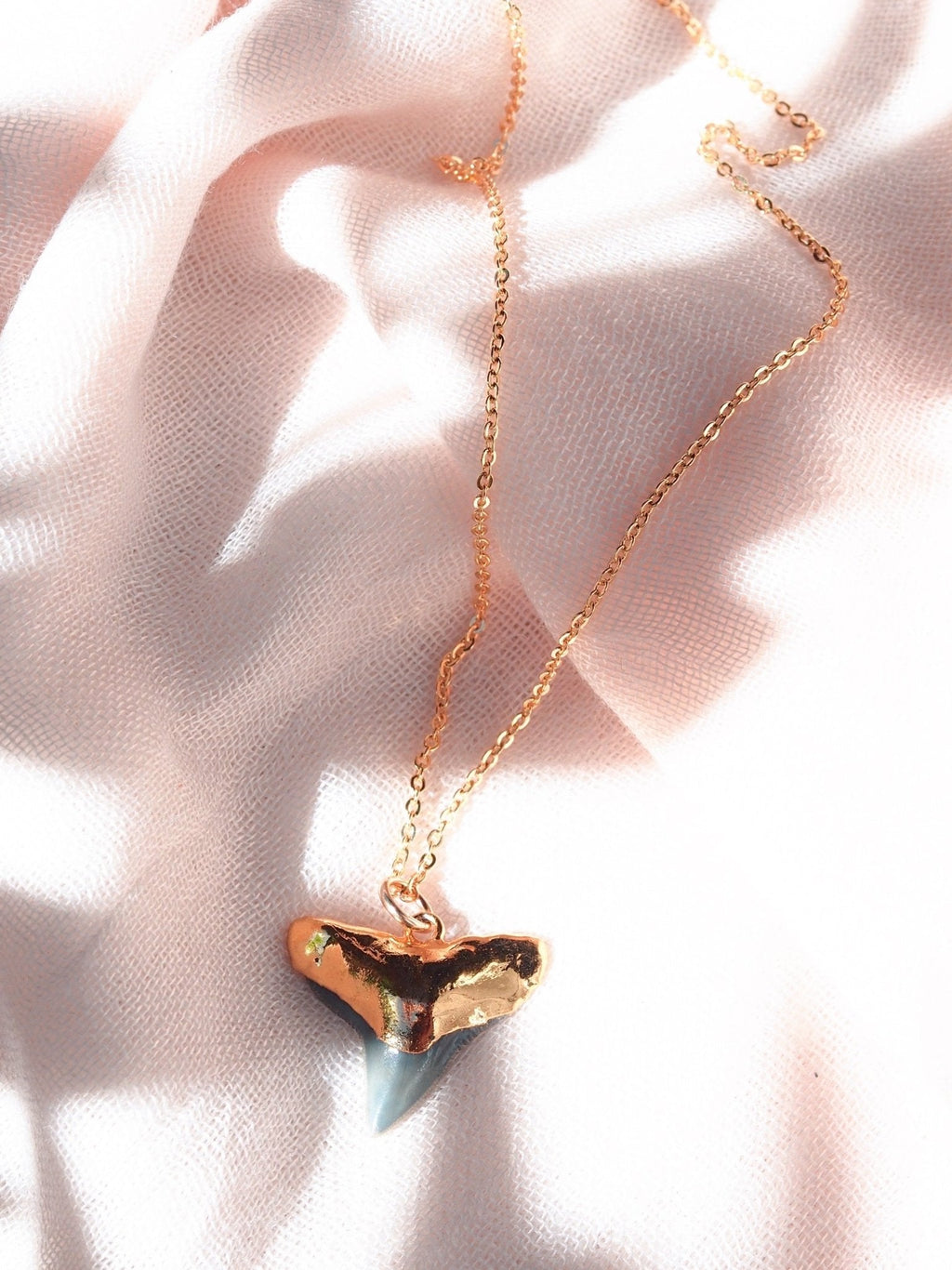 Black Gold Dipped Shark Tooth Necklace - Mano Niho Kahi Black