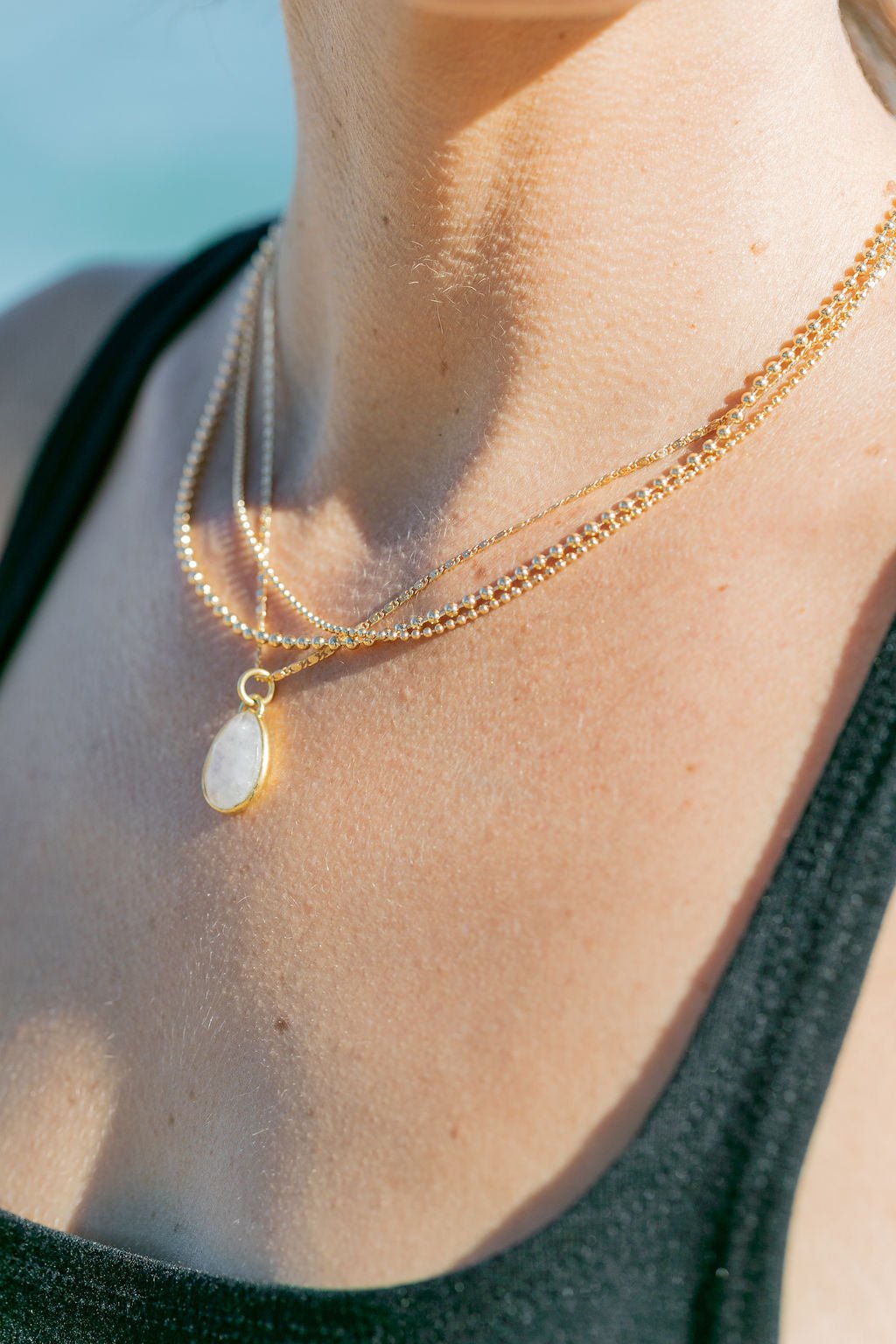 Dainty Gold Ball Chain Necklace - Kaila II