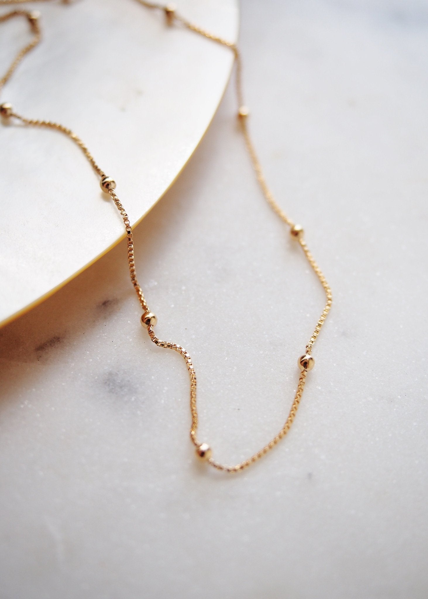 Gold Filled Sphere Box Chain Necklace - Kahiwa