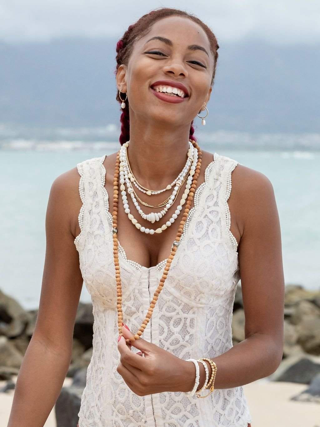 Pearl Gold Hoop Earrings - Keilani