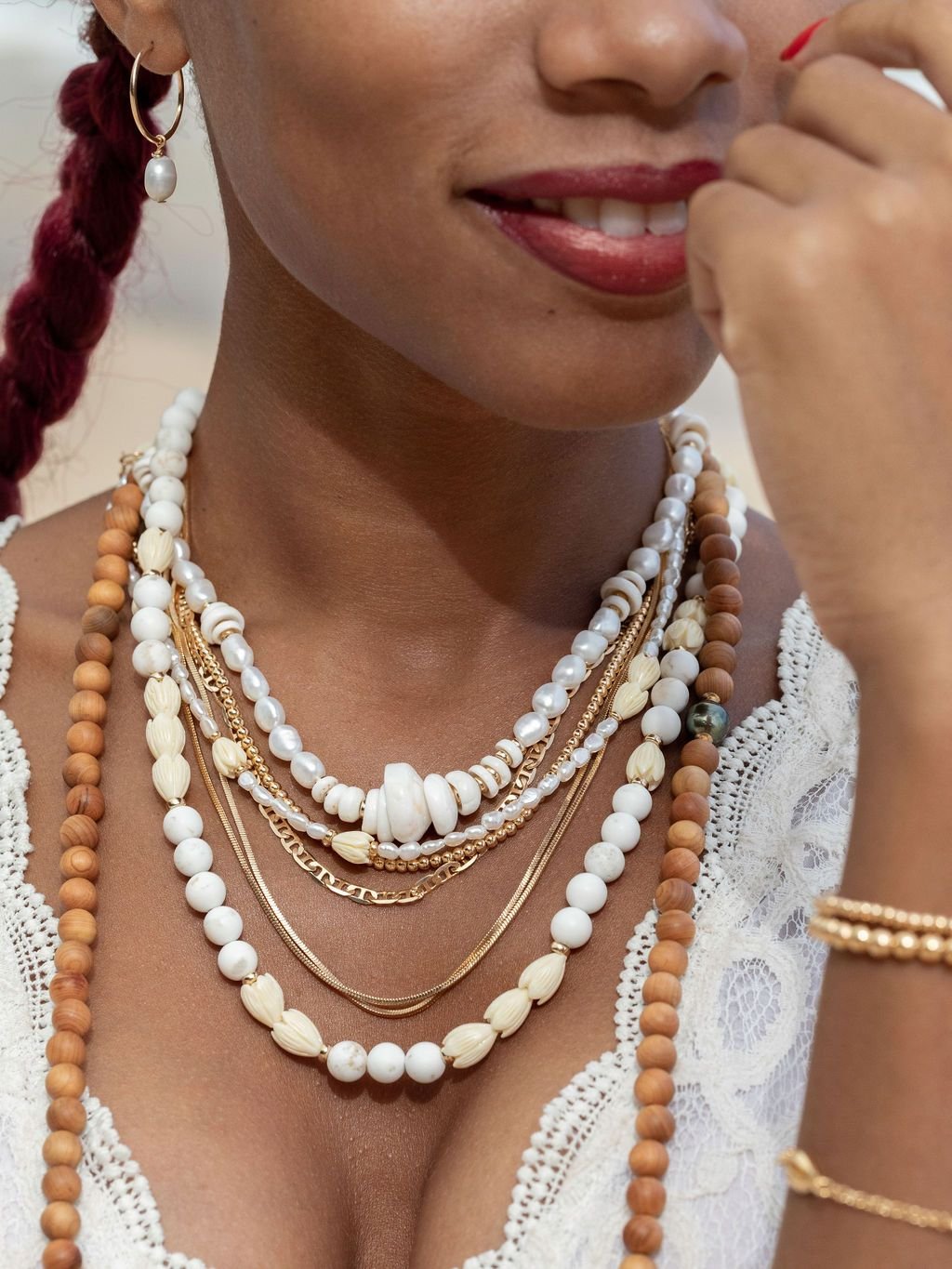Pearl Gold Hoop Earrings - Keilani