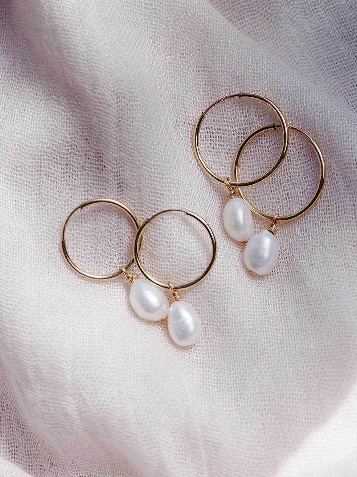 Pearl Gold Hoop Earrings - Keilani