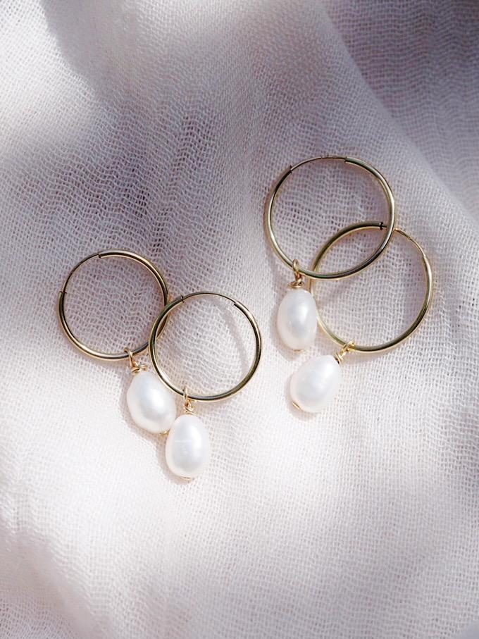 Pearl Gold Hoop Earrings - Keilani